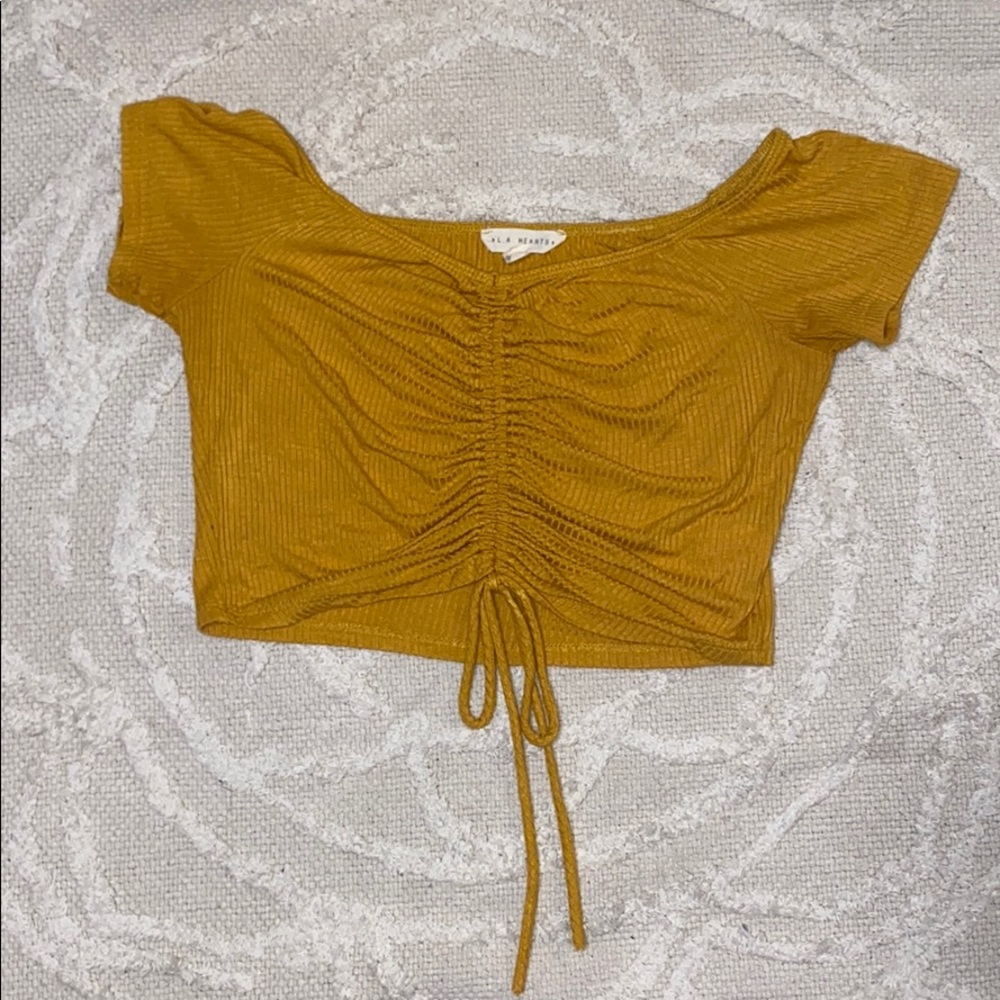 Mustard Rouched crop top